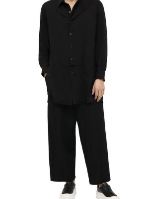 Шерстяные брюки Yohji Yamamoto черные