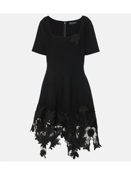 Pletena haljina s čipkom Oscar De La Renta crna