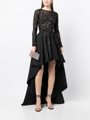 Sukienka koktajlowa z koralikami Saiid Kobeisy czarna