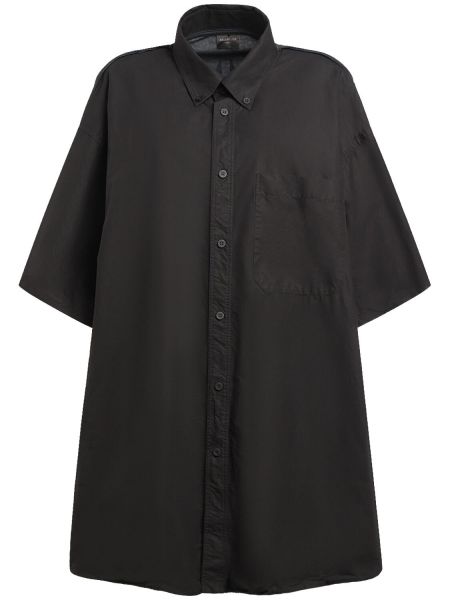 Βαμβακερό πουκάμισο με κοντό μανίκι Balenciaga μαύρο
