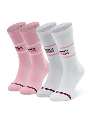 Ψηλές κάλτσες Tommy Jeans ροζ