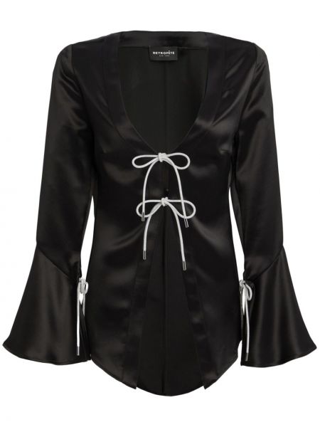 Сатенена блуза Retrofete черно