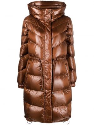 Παλτό με φερμουάρ με κουκούλα Woolrich καφέ