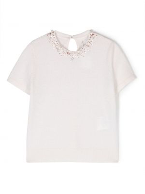 T-shirt con perline Bonpoint bianco
