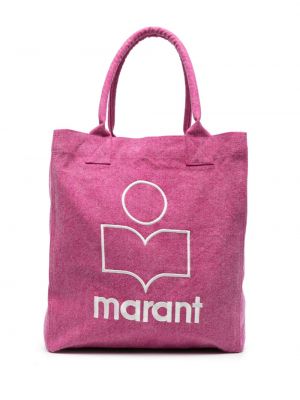 Τσάντα shopper με κέντημα Isabel Marant ροζ