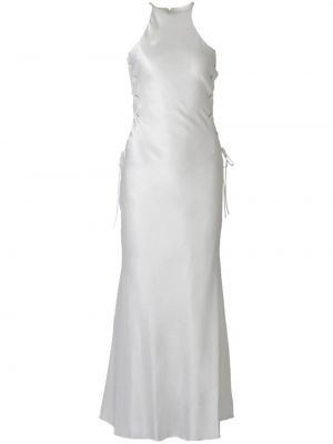 Čipkované šnurovacie večerné šaty Alessandra Rich biela