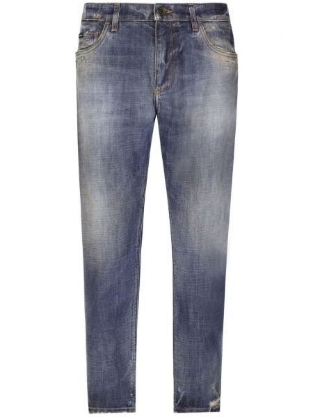 Sıkıntılı konik jean pantolon Dolce & Gabbana mavi