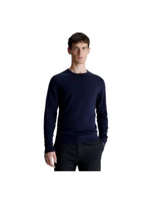 Jersey de lana de lana merino de tela jersey Calvin Klein azul