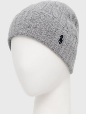 Dzianinowa czapka wełniana Polo Ralph Lauren szara