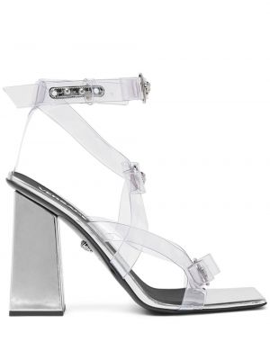 Sandály s mašlí Versace stříbrné