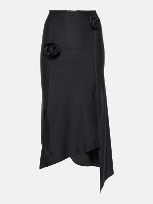 Ασύμμετρη φλοράλ midi φούστα Coperni μαύρο