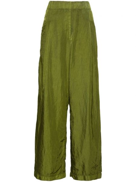 Plisované rovné kalhoty Dries Van Noten zelené