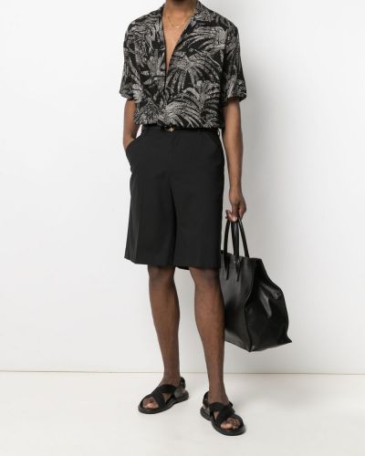 Camisa manga corta con estampado tropical Saint Laurent negro