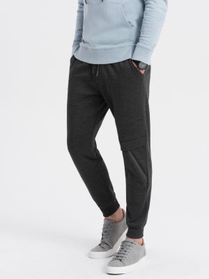 Melanžové sportovní kalhoty na zip Ombre šedé