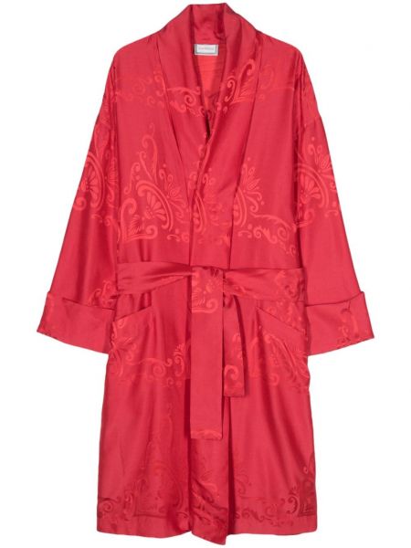 Žakárový dlouhý kabát Versace Pre-owned červený