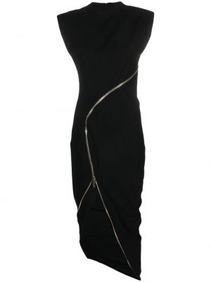 Asimetrična midi obleka z zadrgo Genny črna