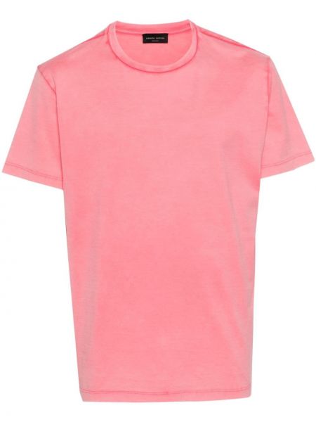 Βαμβακερή μπλούζα Roberto Collina ροζ