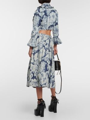 Plisované voľné kvetinové nohavice Vivienne Westwood modrá