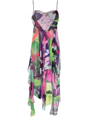 Midi šaty s potiskem Marques'almeida fialové