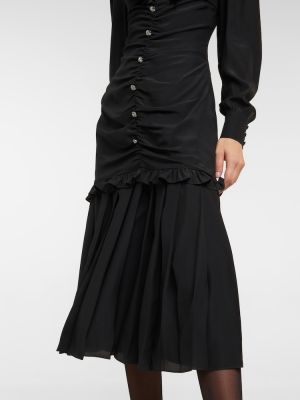 Svilena midi haljina Alessandra Rich crna