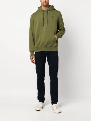 Kokvilnas kapučdžemperis ar izšuvumiem Tommy Hilfiger zaļš