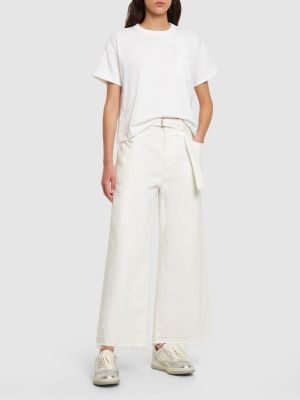 Voľné džínsy s vysokým pásom Sacai biela