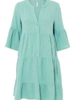 Mušelínové bavlnené šaty Bonprix - zelená