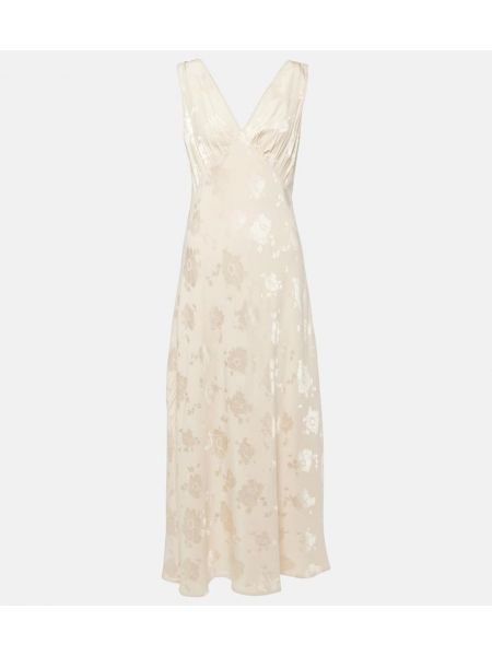 Jacquard midi haljina s cvjetnim printom Rixo bijela