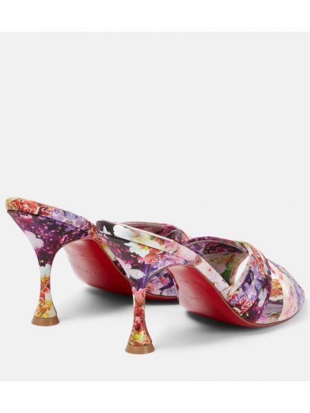 Svilene satenaste sandali s cvetličnim vzorcem Christian Louboutin