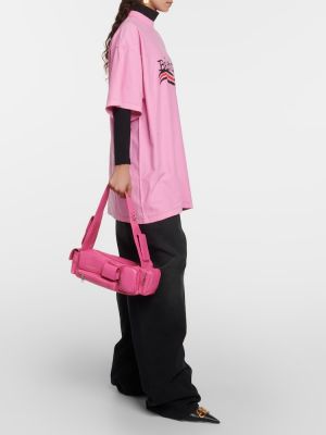 Kožená kabelka Balenciaga růžová