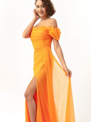 Βραδινό φόρεμα ντραπέ Lafaba πορτοκαλί