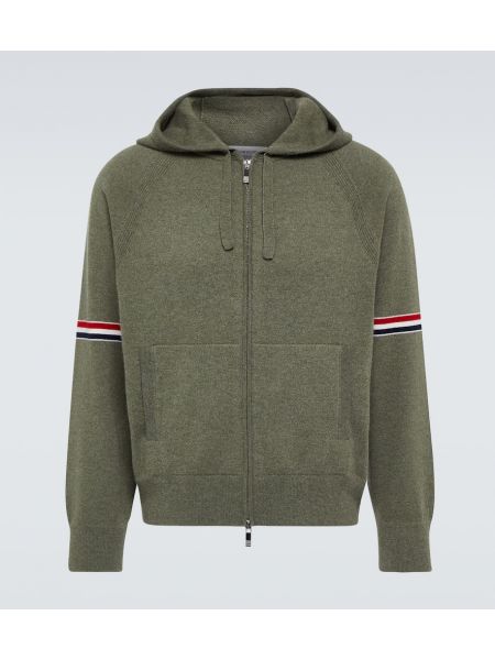 Randig kaschmir hoodie Thom Browne grön