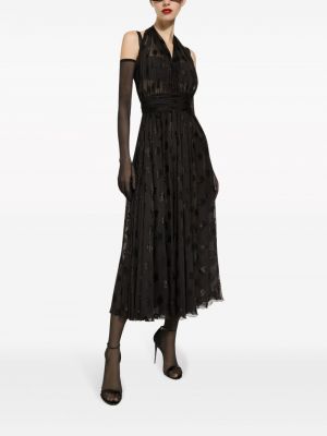Raštuotas midi suknele Dolce & Gabbana juoda