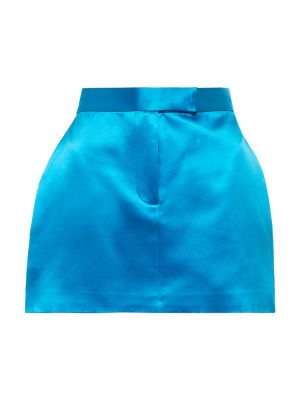 Satynowa mini spódniczka bawełniana Alex Perry niebieska