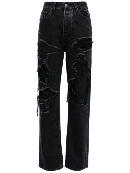 Straight fit džíny s oděrkami Amiri černé