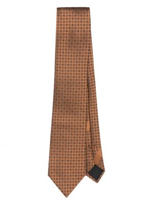 Raštuotas gėlėtas šilkinis kaklaraištis Zegna ruda