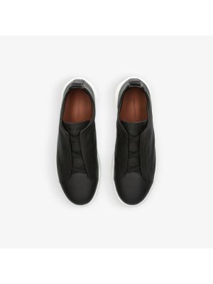 Кожаные кроссовки с вышивкой Ermenegildo Zegna коричневые