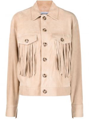 Giacca di jeans con frange Moschino Jeans beige