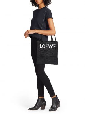 Кожаная большая сумка Loewe черная