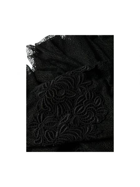 Vestido largo de flores con escote v de encaje Ermanno Scervino negro