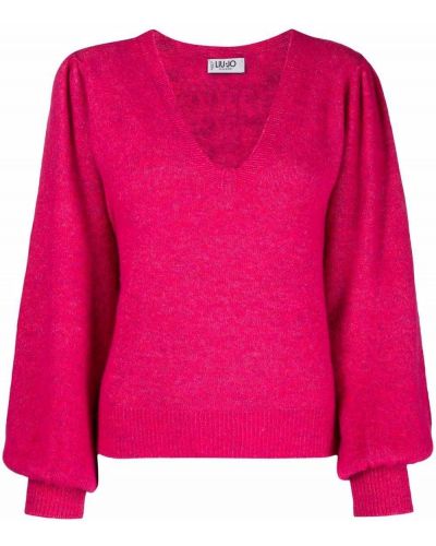 Jersey de punto con escote v de tela jersey Liu Jo rosa