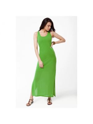 Платье Vilatte, повседневное, прилегающее, макси, подкладка, 50 зеленый