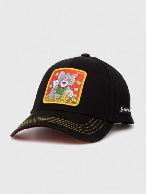 Памучна шапка с козирки с апликация Capslab черно
