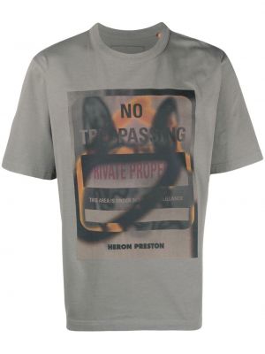 Памучна тениска с принт Heron Preston сиво