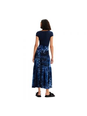 Sukienka długa z dekoltem w serek Desigual niebieska