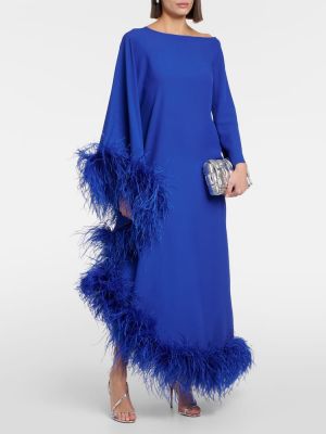 Dlouhé šaty s perím Taller Marmo modrá