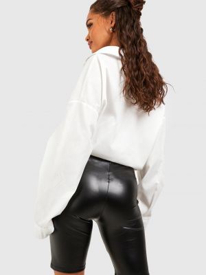 Кожаные шорты из искусственной кожи Boohoo черные