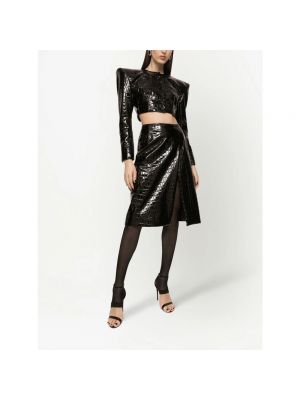 Falda de cuero con estampado Dolce & Gabbana negro
