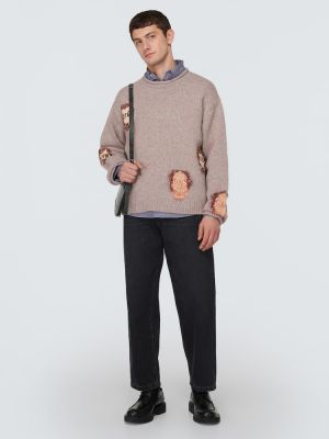 Jersey de lana de tela jersey de tejido jacquard Acne Studios gris