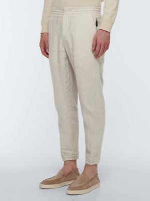 Pantalones de chándal de lino slim fit Berluti beige